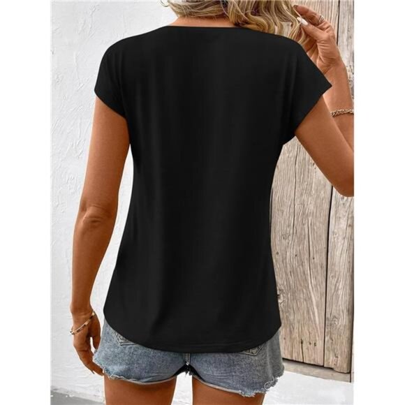 3 Pack Womens Cap Sleeve Tops V Neck T Shirts Spring Summer Casual Plus - Picture 2 of 7